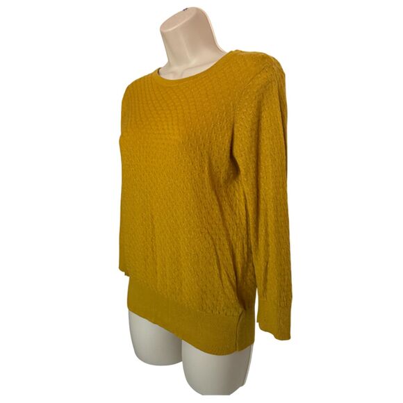 H&M Mustard 3/4 Sleeve Crew Neck Sweater Size M - Picture 4 of 10